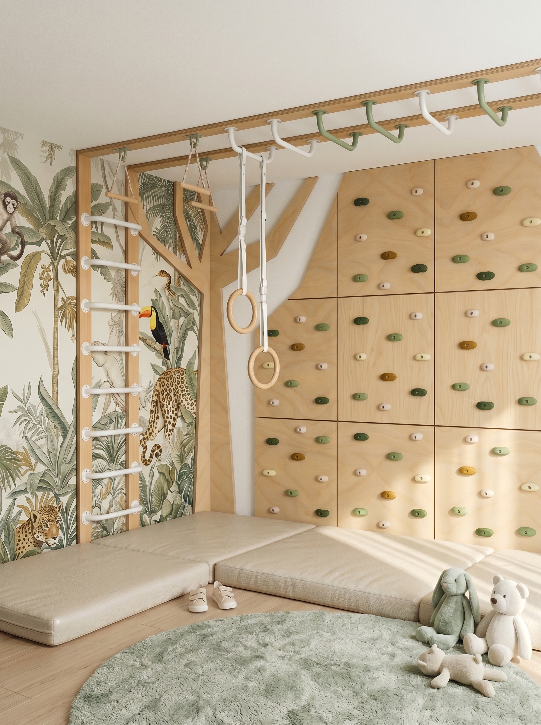 Custom indoor climbing wall installation